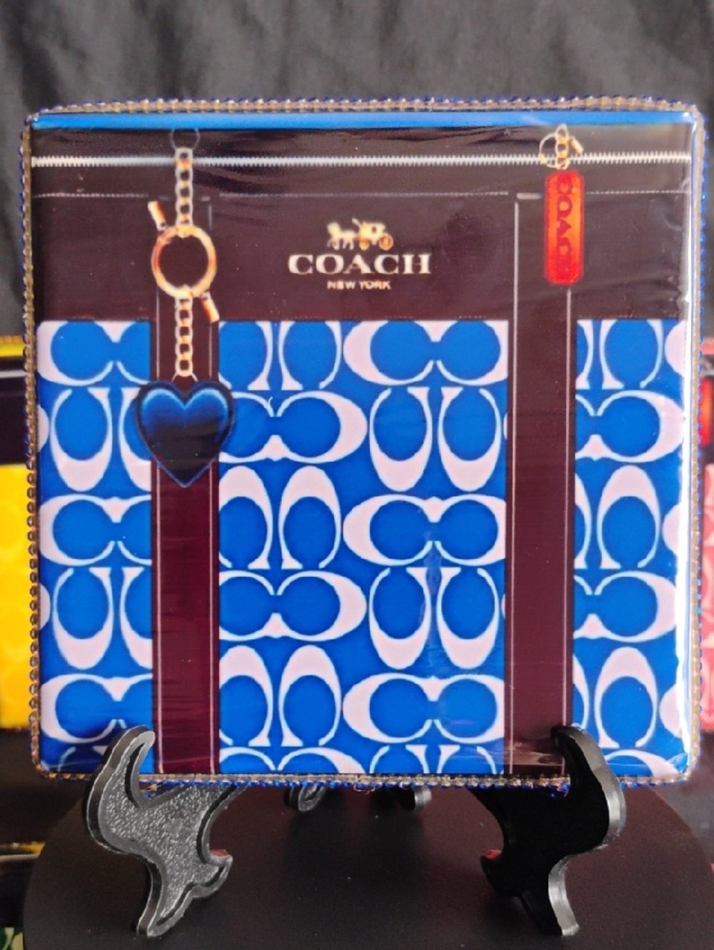 Coach Blue Signature Art with Heart Charm